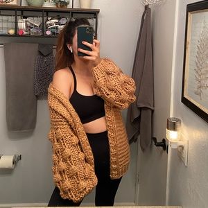 Chunky Pom Pom knit cardigan